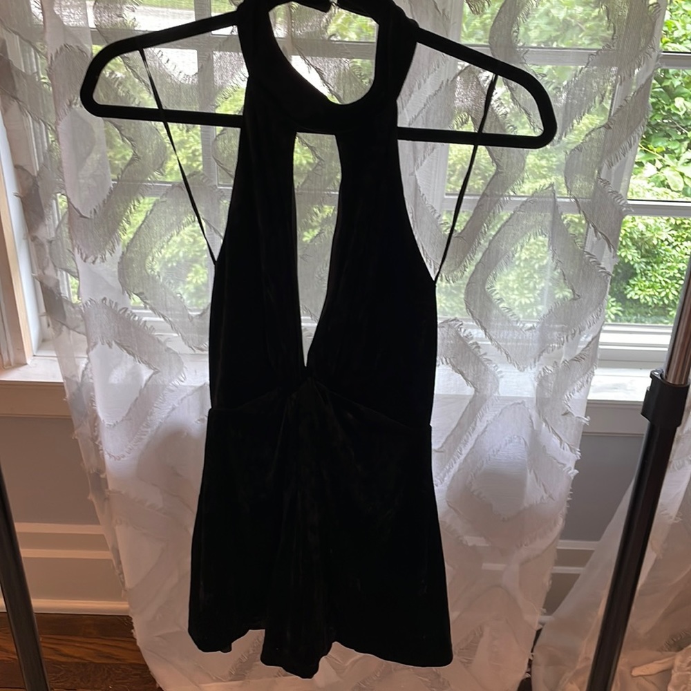 ASTR Velvet Open Back Romper